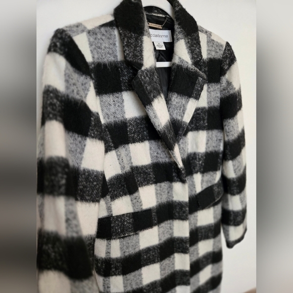 Liz Claiborne Buffalo plaid checkered overcoat warm winter minimalist Medium - Picture 2 of 5